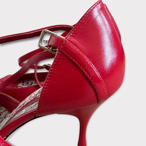 Tangolera Argentine Tango Red Vero Cuoio Italian Leather Strappy Heels- Size 6.5 - Picture 5 of 11